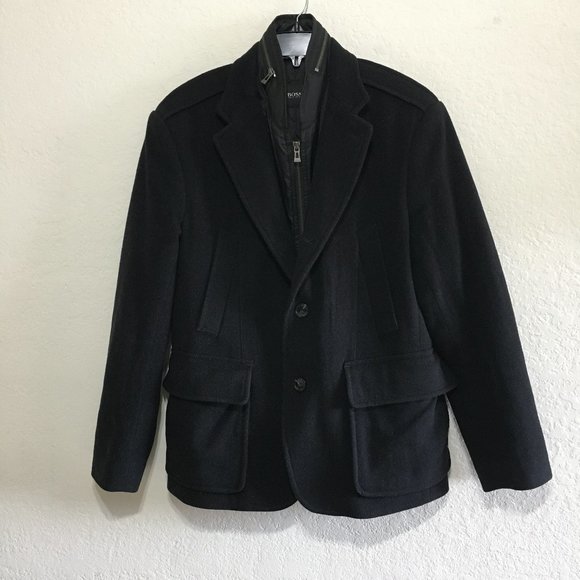 Hugo Boss Other - HUGO BOSS Cahmere-Wool Coat Jacket Black Size 40R Mens